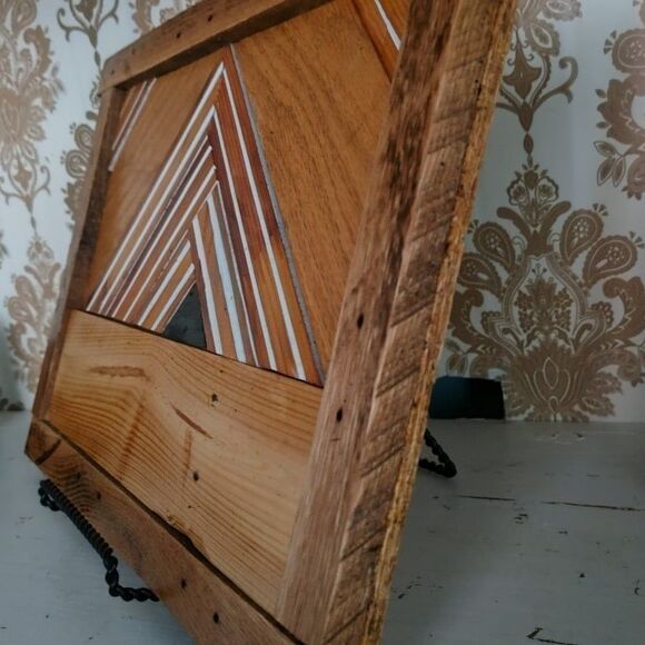 Handmade Rustic Wooden Mountain Art Framed Hardwoods Wall ,Shelf Leaner Only One - Picture 4 of 8